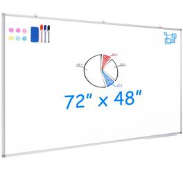 HOMLUX - Bulletin Boards Dry Erase 72 x 48, Dry Erase Whiteboard Wall-Mounted Aluminum Frame Versatile Presentation Marker Board - White