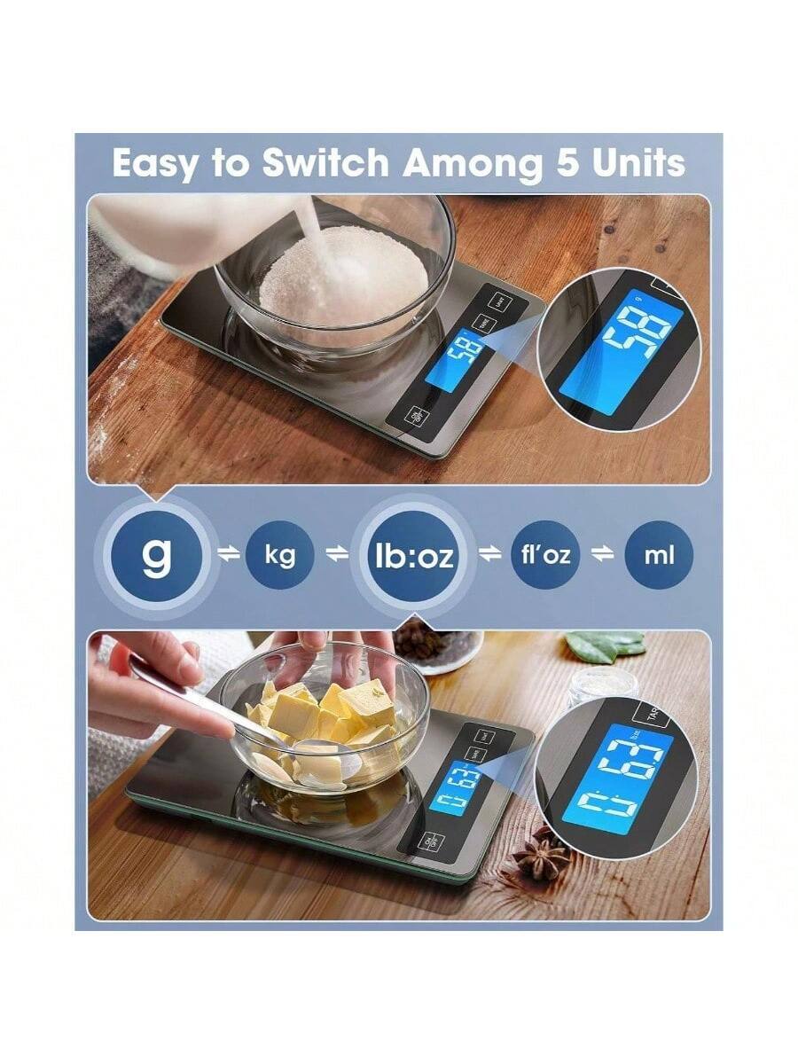 Easy to Switch Among 5 Units

g → kg → lb:oz → fl'oz → ml