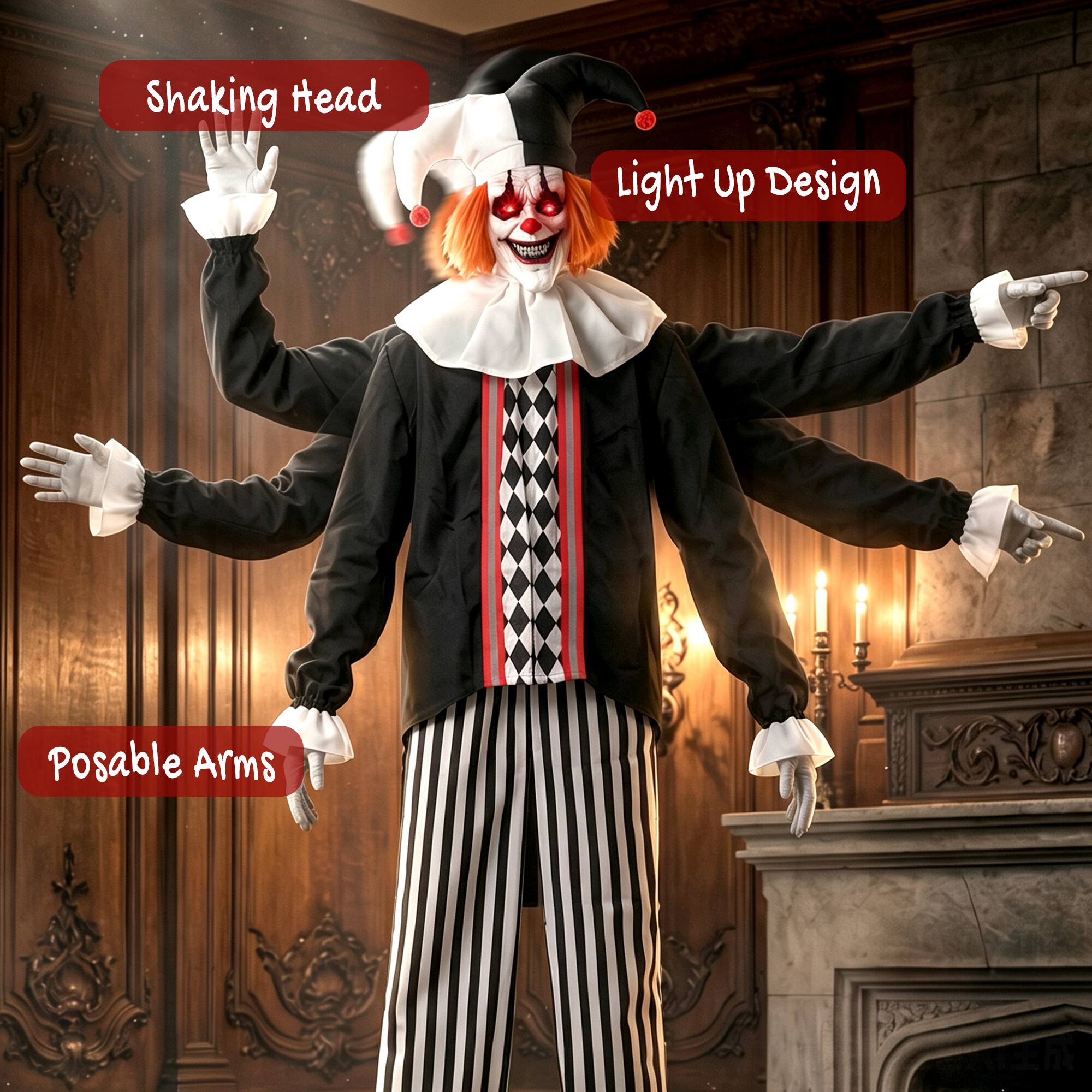 Shaking Head  
Light Up Design  
Posable Arms