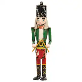 BreeBe - Recycled Metal Green Nutcracker w/Drum - Multicolor