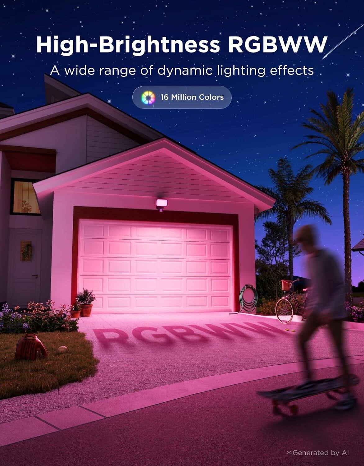 High-Brightness RGBWW  
A wide range of dynamic lighting effects  
16 Million Colors  
RGBWW  
*Generated by AI