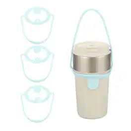 Unique Bargains - 3pcs Silicone Coffee Cup Carrier with Straw Ring Reusable Drink Holder for Travel & Takeout - Light Green
