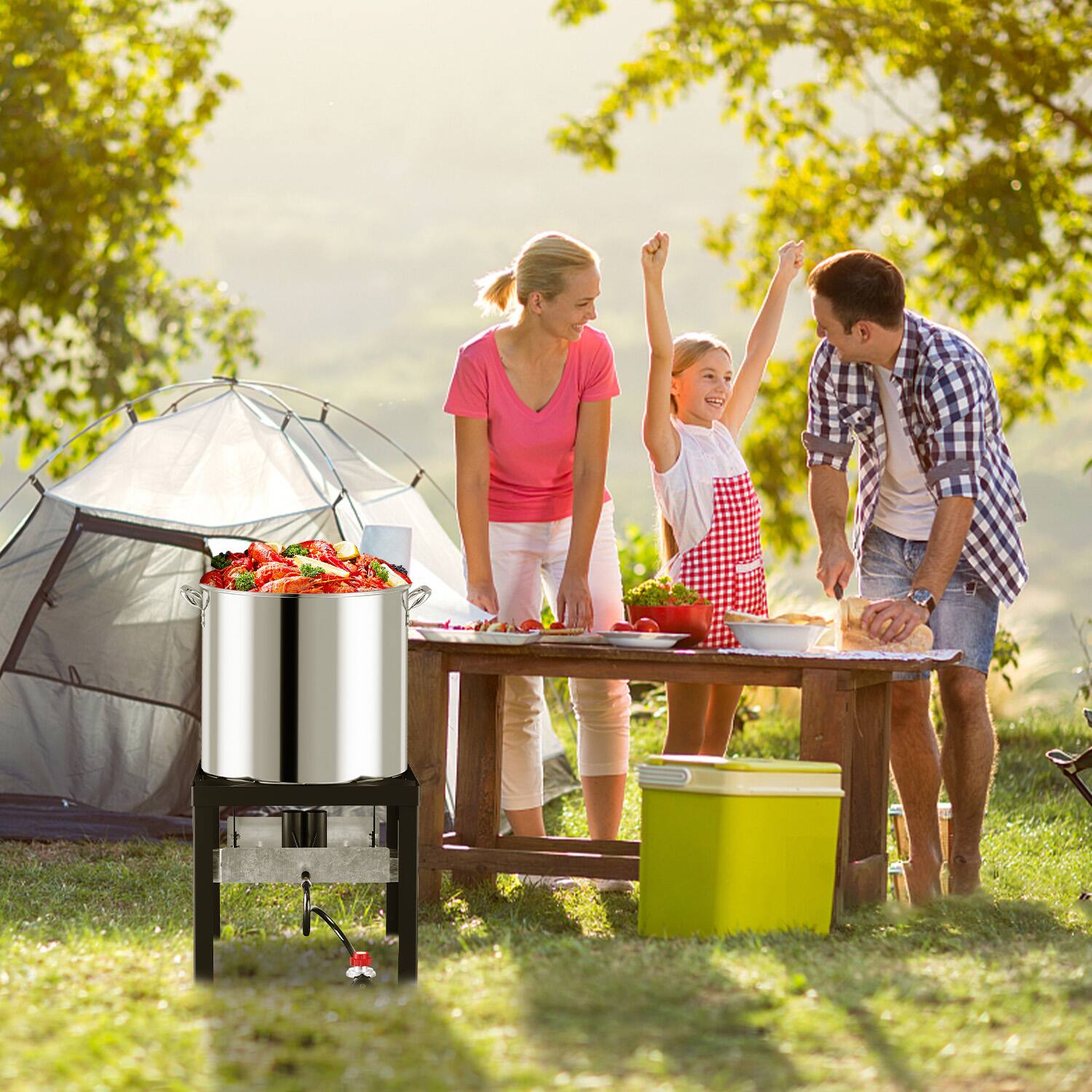 Alt View 3. FODINGHILL - 100QT Stainless Steel Outdoor Crawfish & Crab Boiler with Basket, Skimmer & Cover, Seafood Boiling Kit - silver.