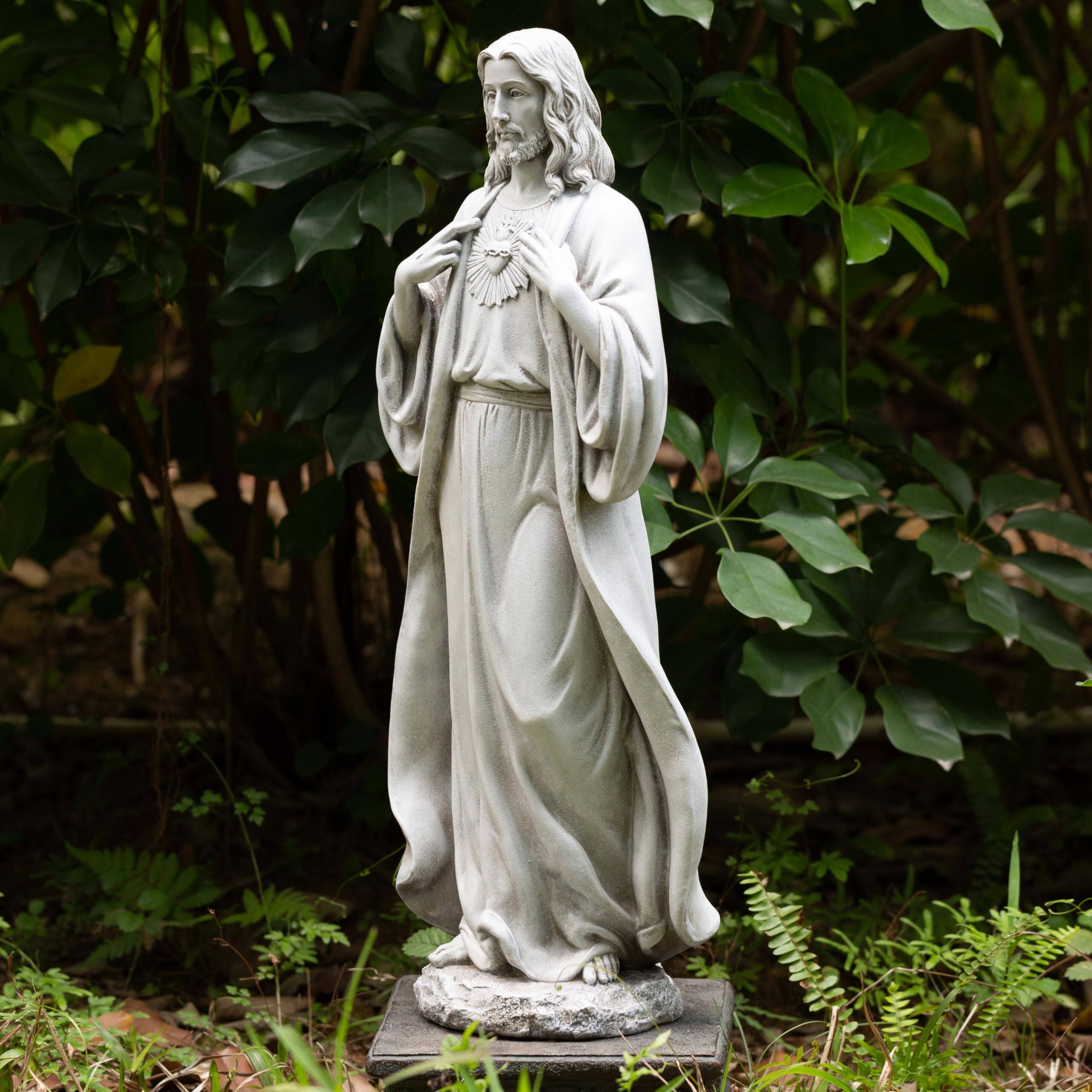 Alt View 2. Refined Abode Design - Bc Sacred Heart Of Statue 24 5 H For Garden Outdoor Yard Patio Lawn Hallway Religious Gift Handpainted By.