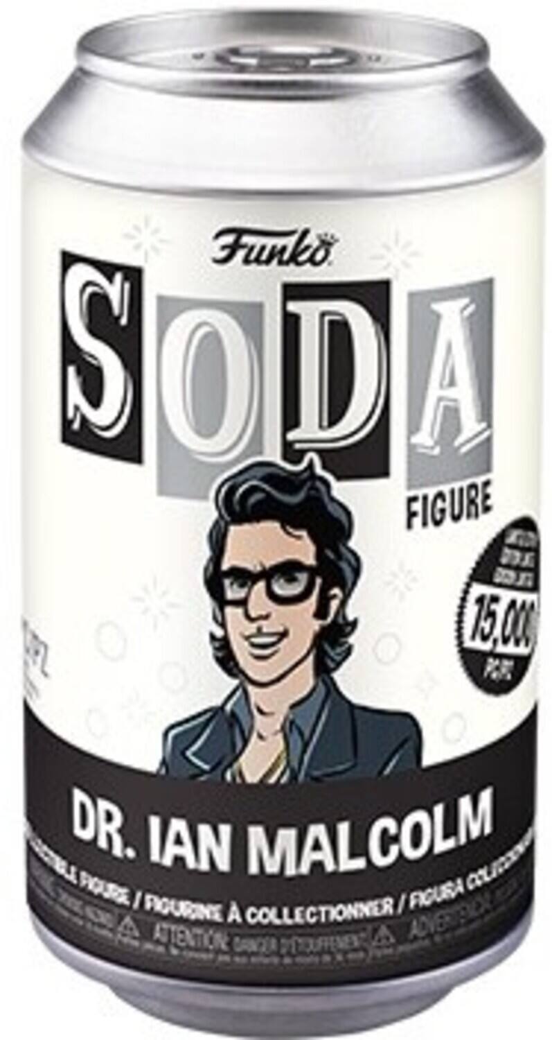 Funko S SODA FIGURE 15,000 PR DR. IAN MALCOLM COLLECTIONNER ADVERTISEMENT ATTENTION DETUFENE