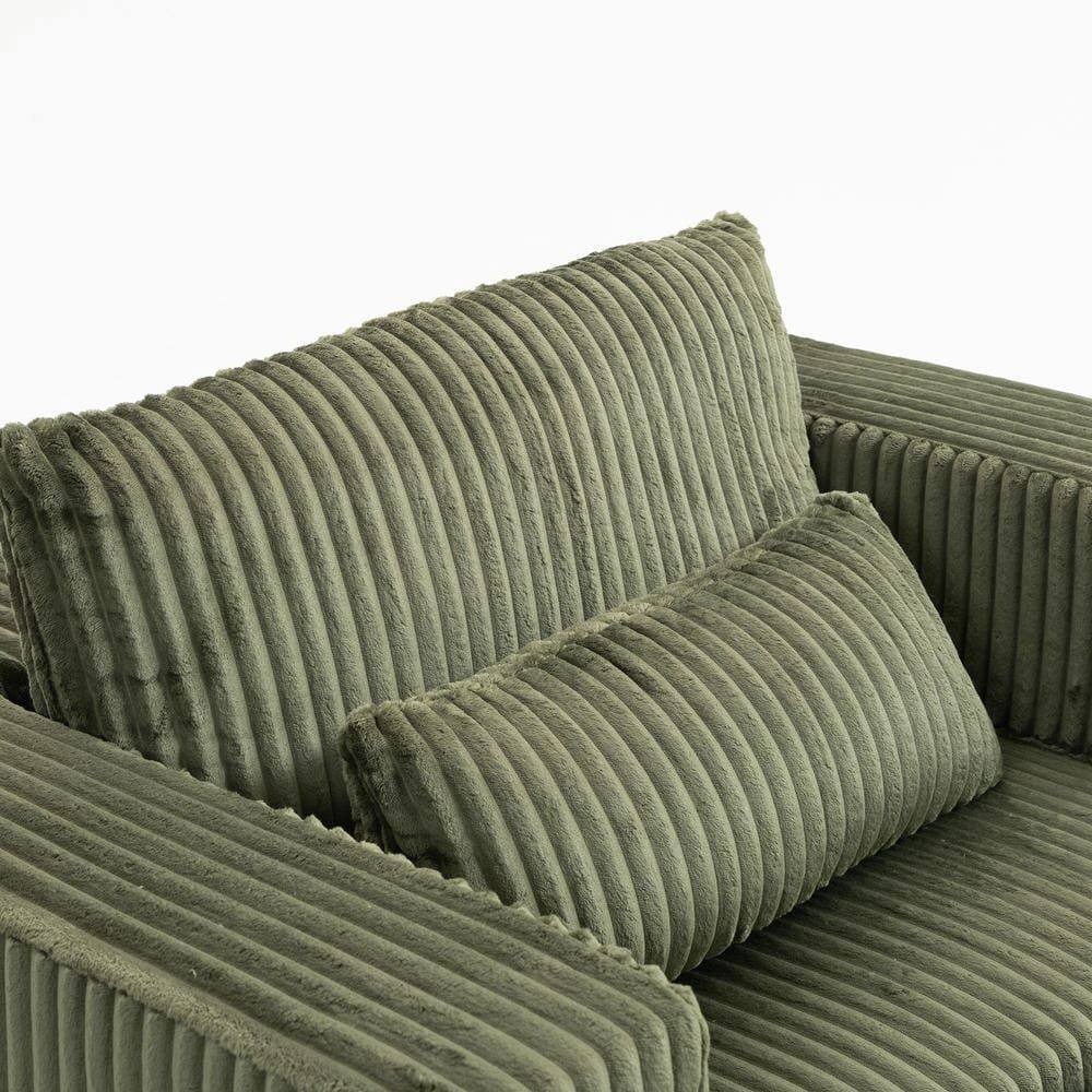 Alt View 2. Kadyn - Oversized All-Foam Lounge Chair with Ottoman, Modular Corduroy, No-Tool Assembly, Green - Green.