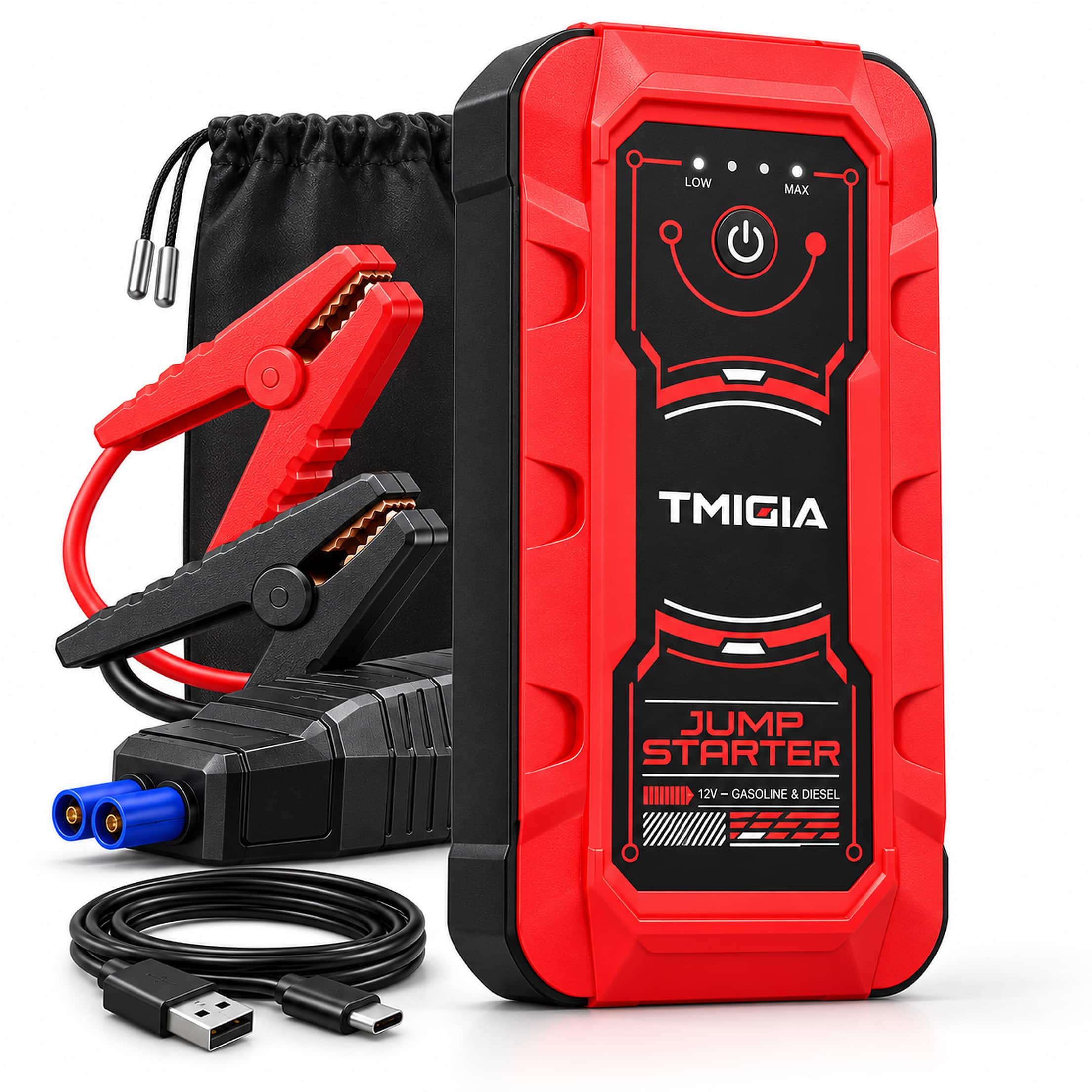 AMUMU - 3-in-1 Portable Lithium Car Jump Starter 44.4Wh 12V Battery Booster Pack with USB-C Input LED Light and Smart Jumper Cab price history on PriceWatchPro