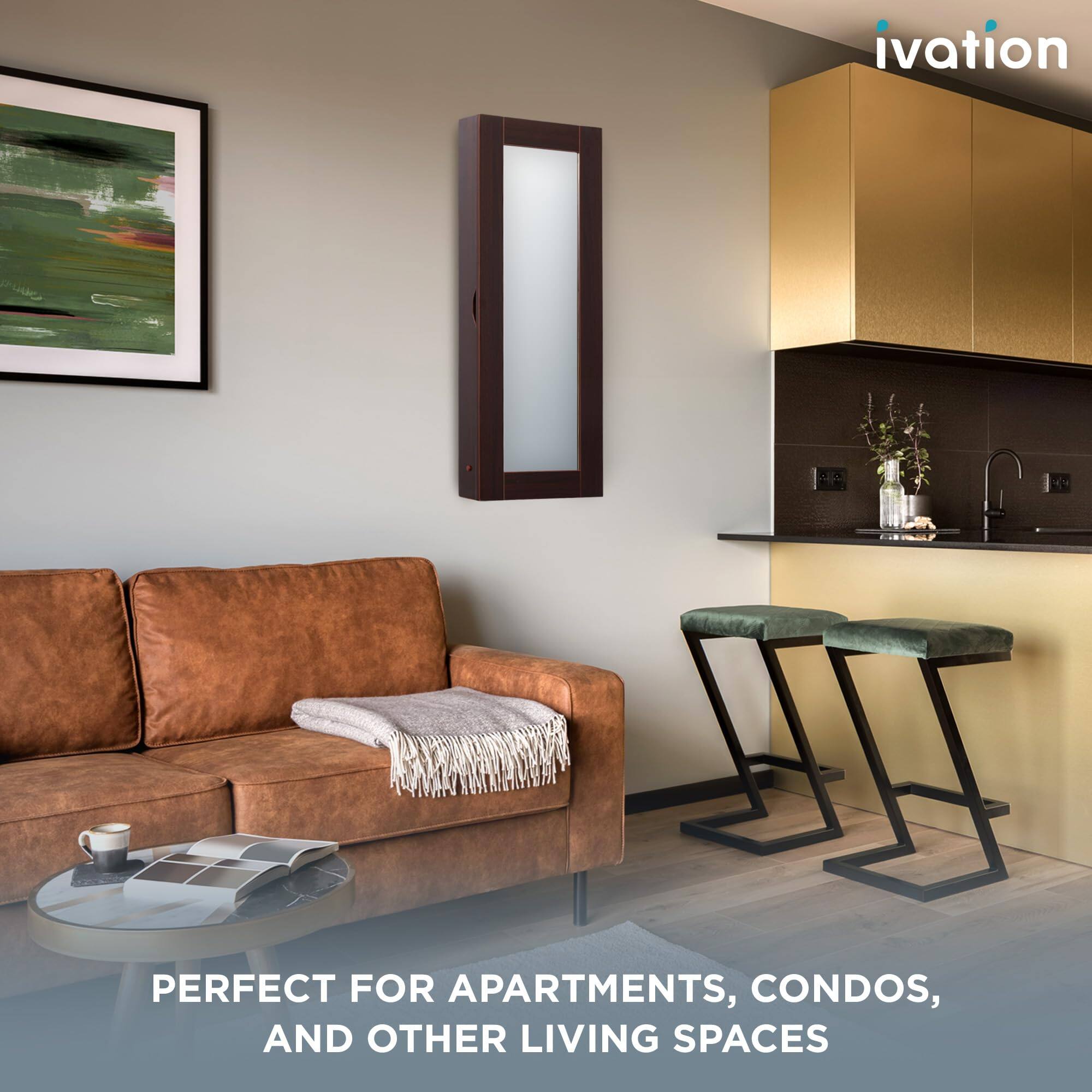 Alt View 6. Ivation - Ivation Ironing Board, Wall Mounted Ironing Board Cabinet with Right Side Door & Mirror - Brown.