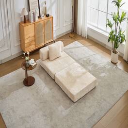 Boyel Living - Convertible Chenille Floor Lounge Chair and Sleeper - Beige