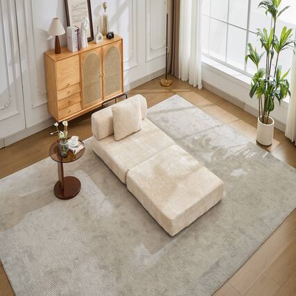 Front. Boyel Living - Convertible Chenille Floor Lounge Chair and Sleeper - Beige.