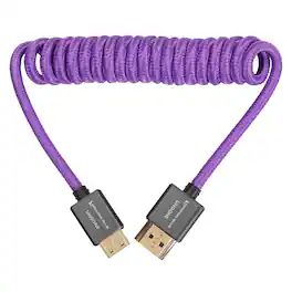 Kondor Blue - Gerald Undone | Mini HDMI to Full HDMI Cable 12" -24" Braided Coiled | 4K 60Hz, 18Gbps, HDR, 3D Video - Purple