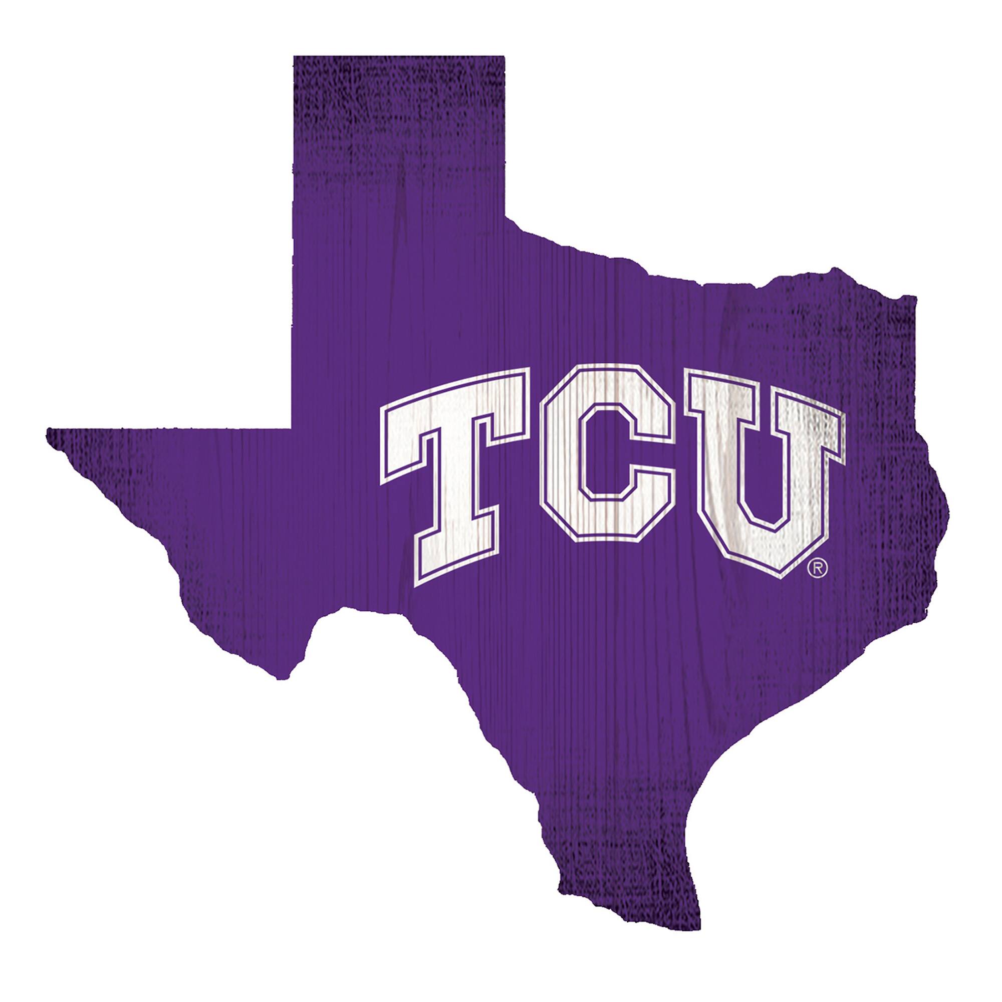 TCU Horned Frogs 12" Logo State Sign