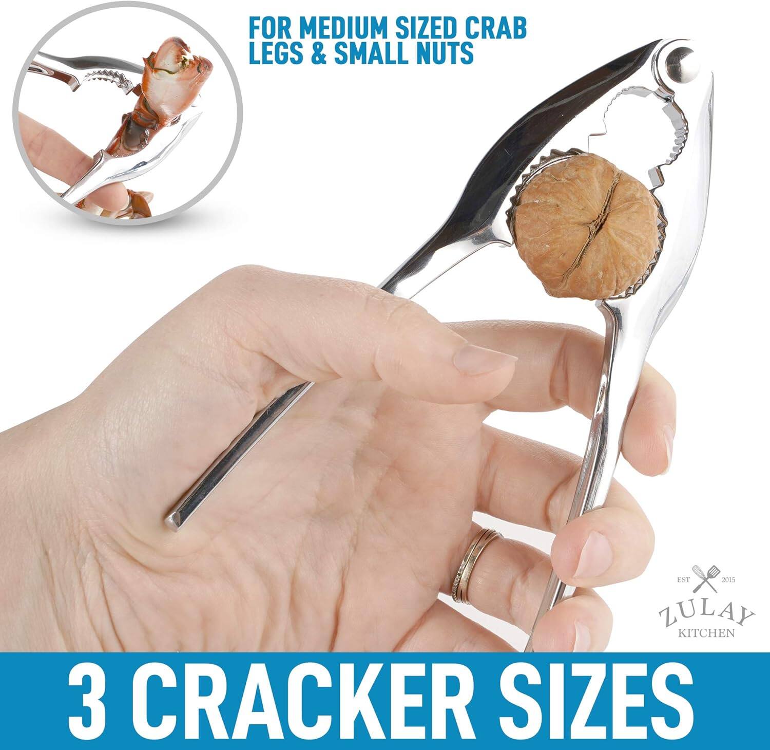 FOR MEDIUM SIZED CRAB LEGS & SMALL NUTS, 3 CRACKER SIZES, ZULAY KITCHEN