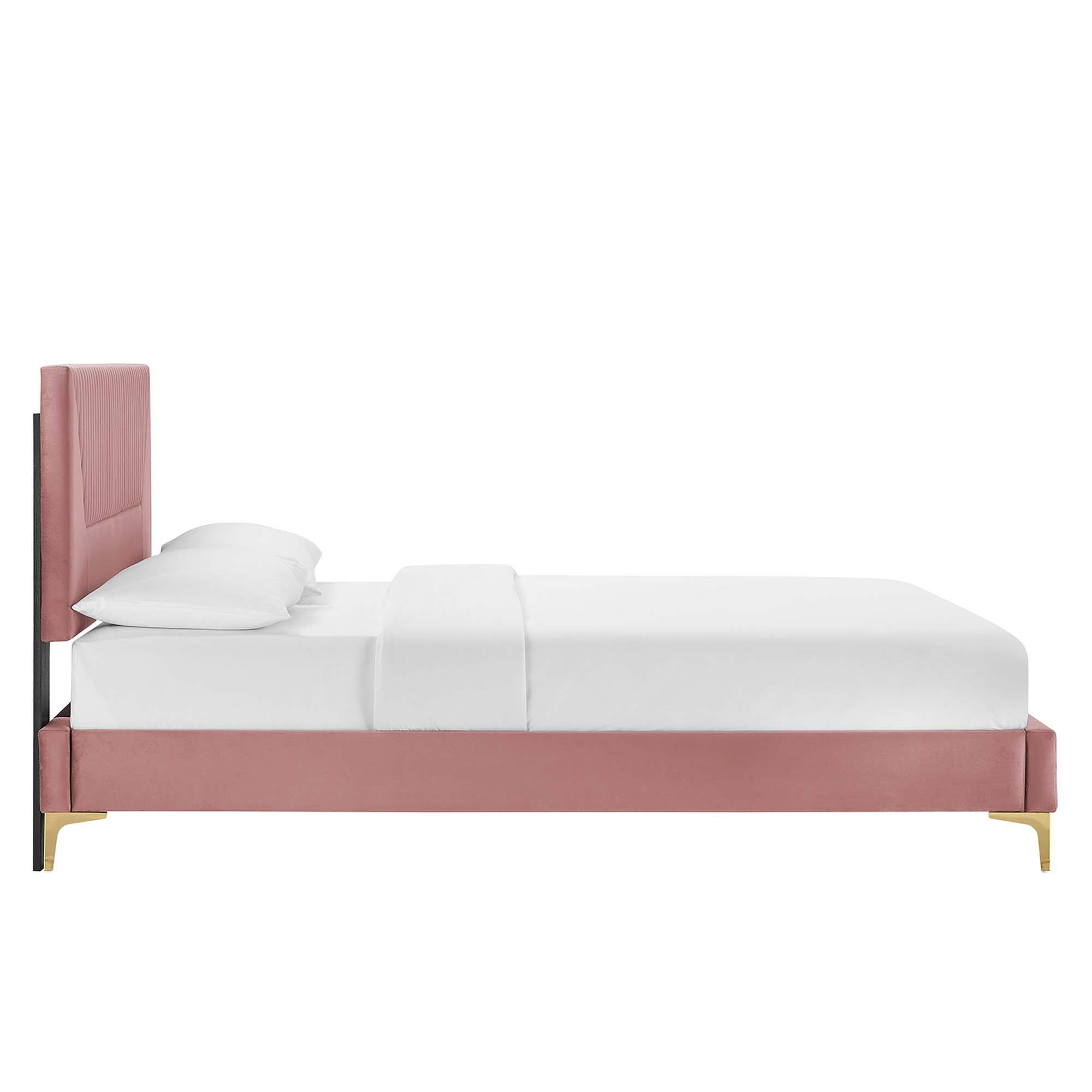 Back. Modway - Gwyneth Tufted Performance Velvet Full Platform Bed - White.