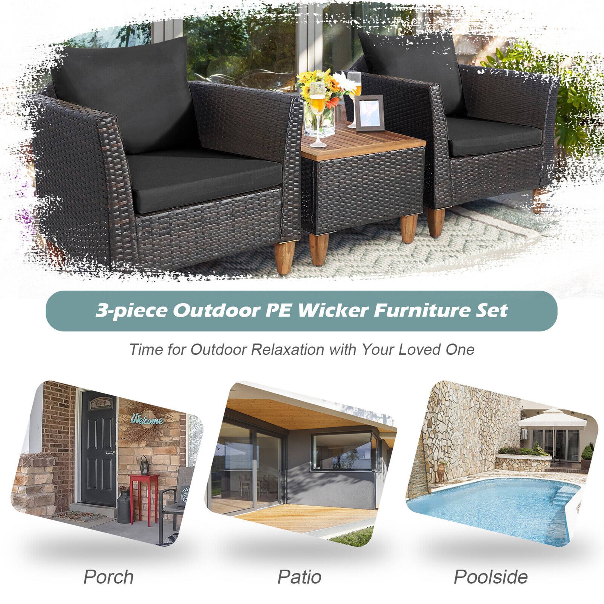 3-piece Outdoor PE Wicker Furniture Set

Time for Outdoor Relaxation with Your Loved One

Porch

Patio

Poolside