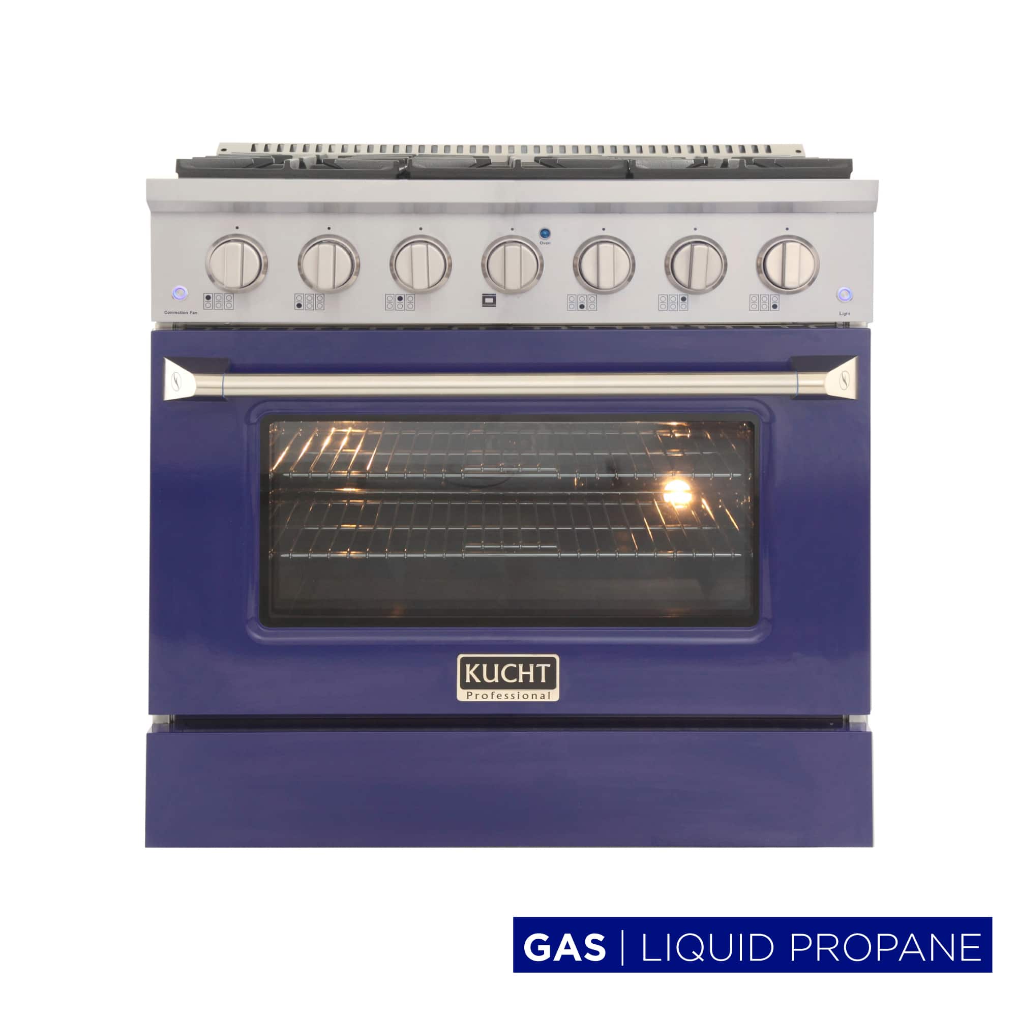 Kucht - 36 in. 5.2 cu. ft. Propane Gas Range with Sealed Burners and Convection Oven in Blue - Blue