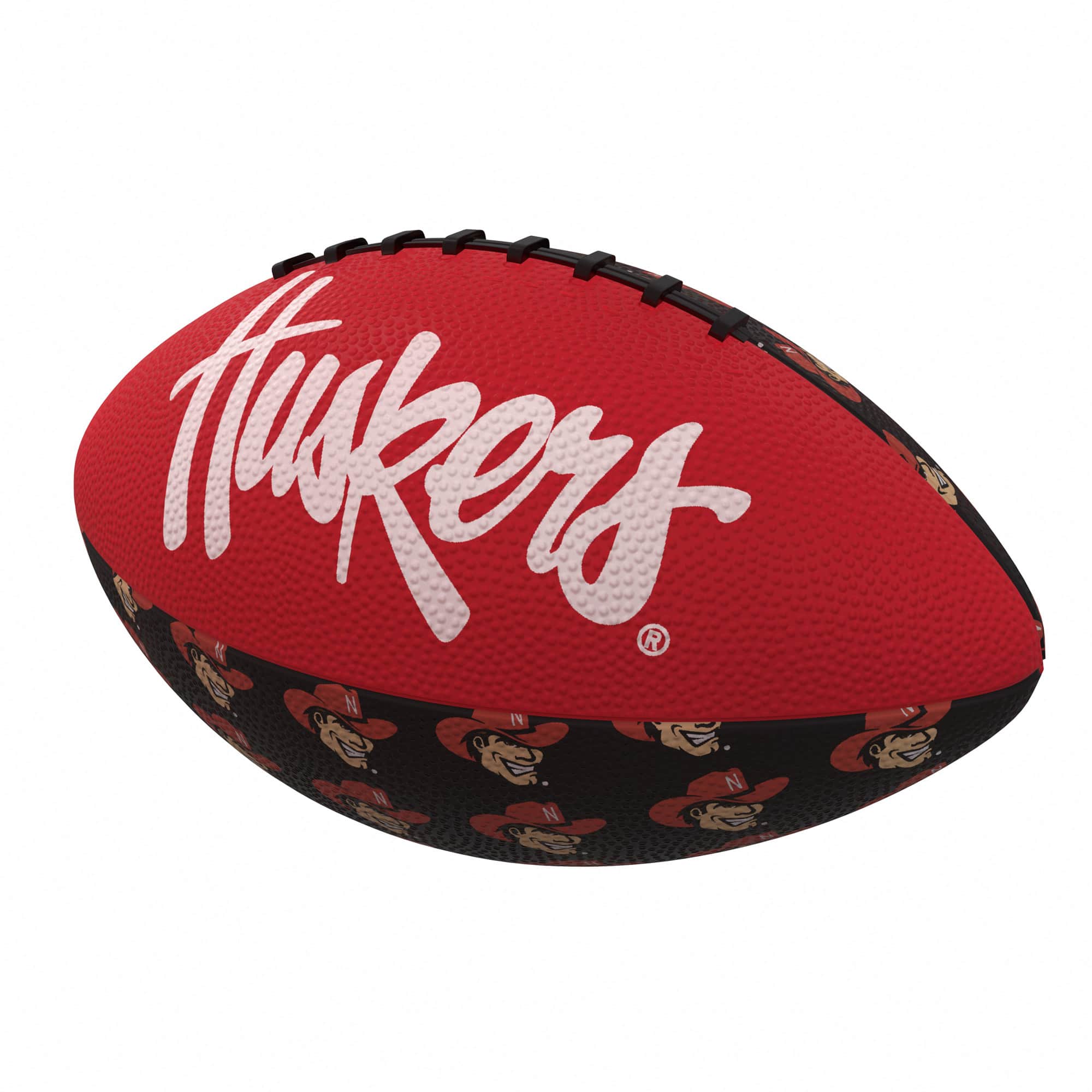 Front. Logo Brands - Nebraska Huskers Mini Rubber Football - Multicolor.
