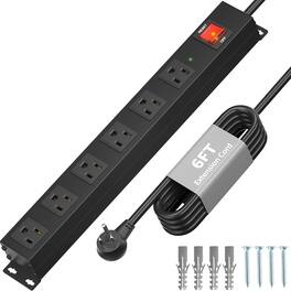 Dazzed Corner - Outlet Power Strip Surge Protection, 6FT Extension Cord - Black