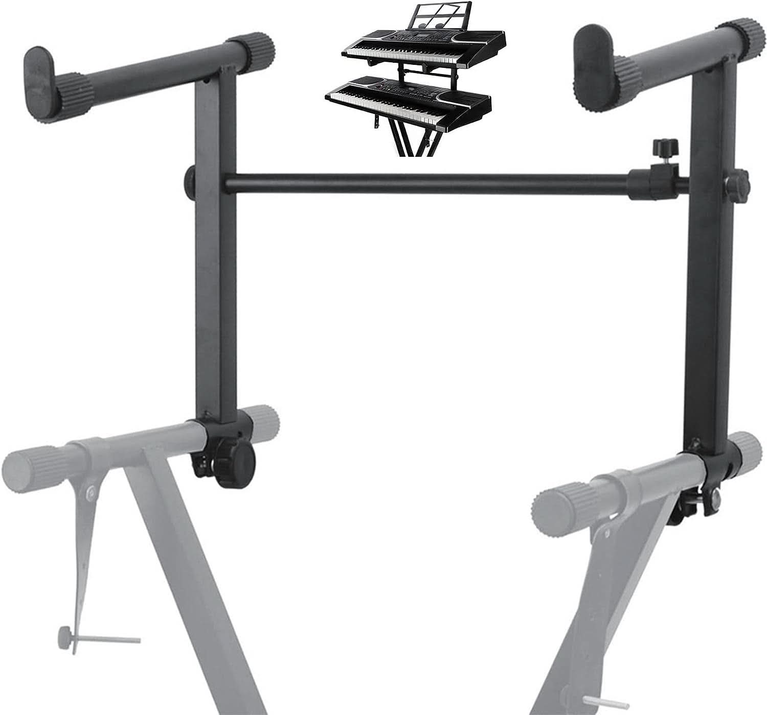 5 CORE - Keyboard Stand Adapter 2 Tier Adjustable Second Extension Add On for Digital Piano Stands - Black