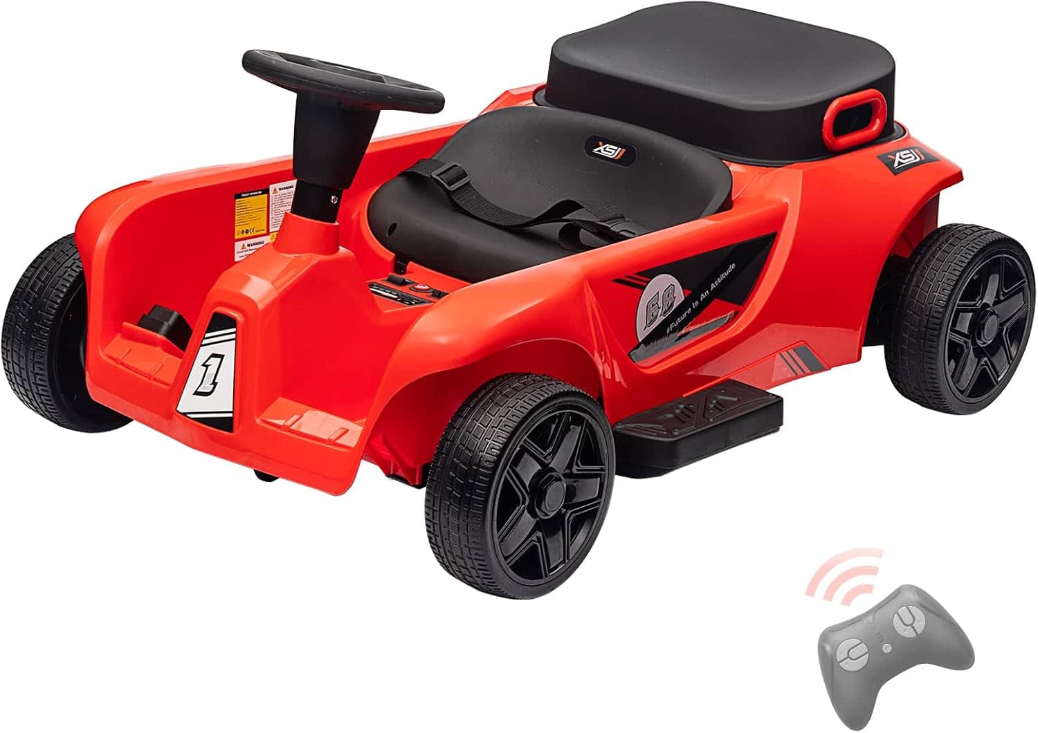 Acekool - 24V 2-Seater Kids Ride On Car w/Remote, Dual 120W Motors, 2×7Ah Battery, Storage Box, Music, 200 lbs Max Load - Red