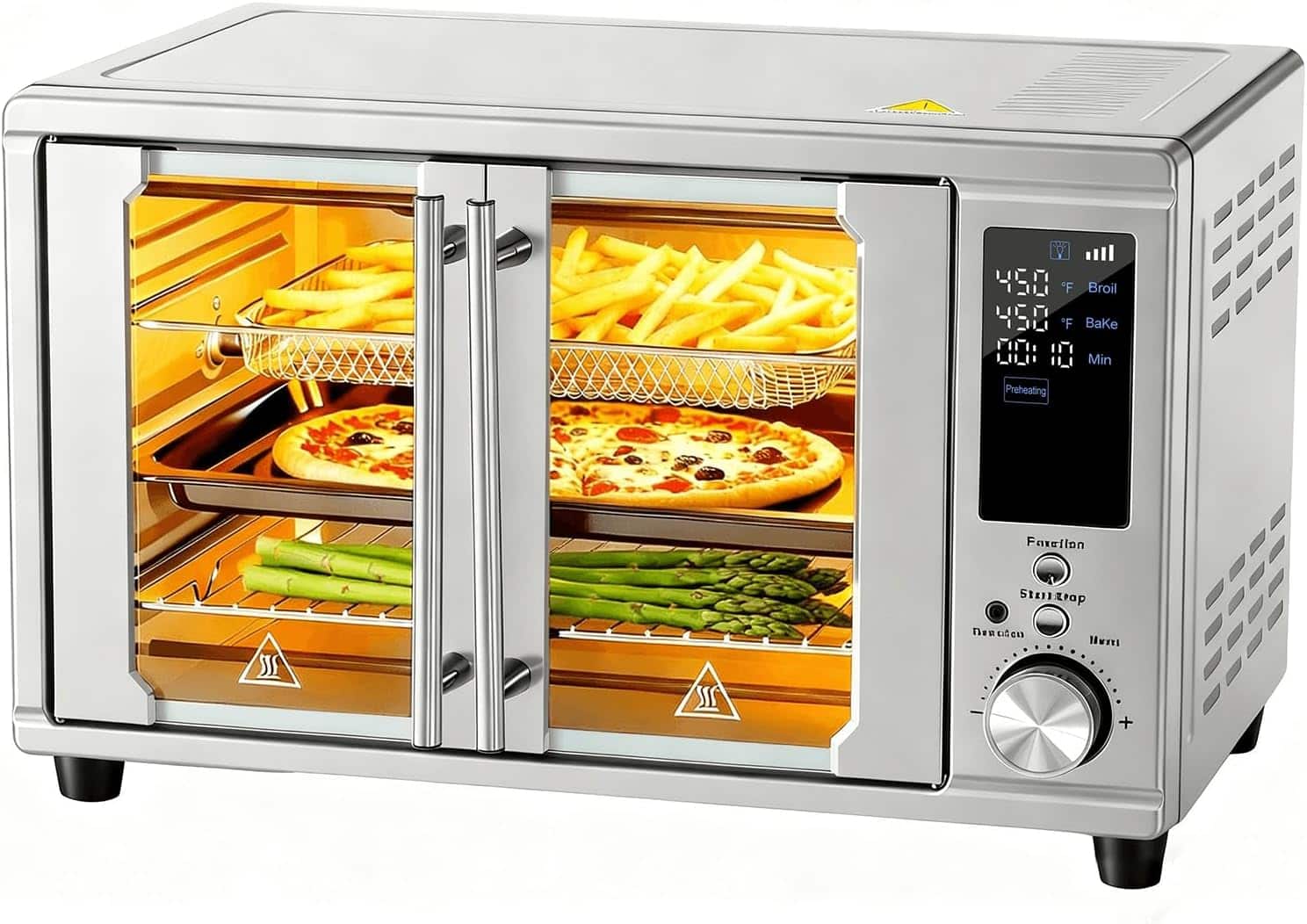 Sweet - Air Fryer Toaster Oven Combo Dual Door, 29.6QT Oven Countertop 12-in-1 Air Fry - Stainless Steel