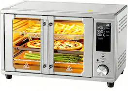Sweet - Air Fryer Toaster Oven Combo Dual Door, 29.6QT Oven Countertop 12-in-1 Air Fry - Stainless Steel