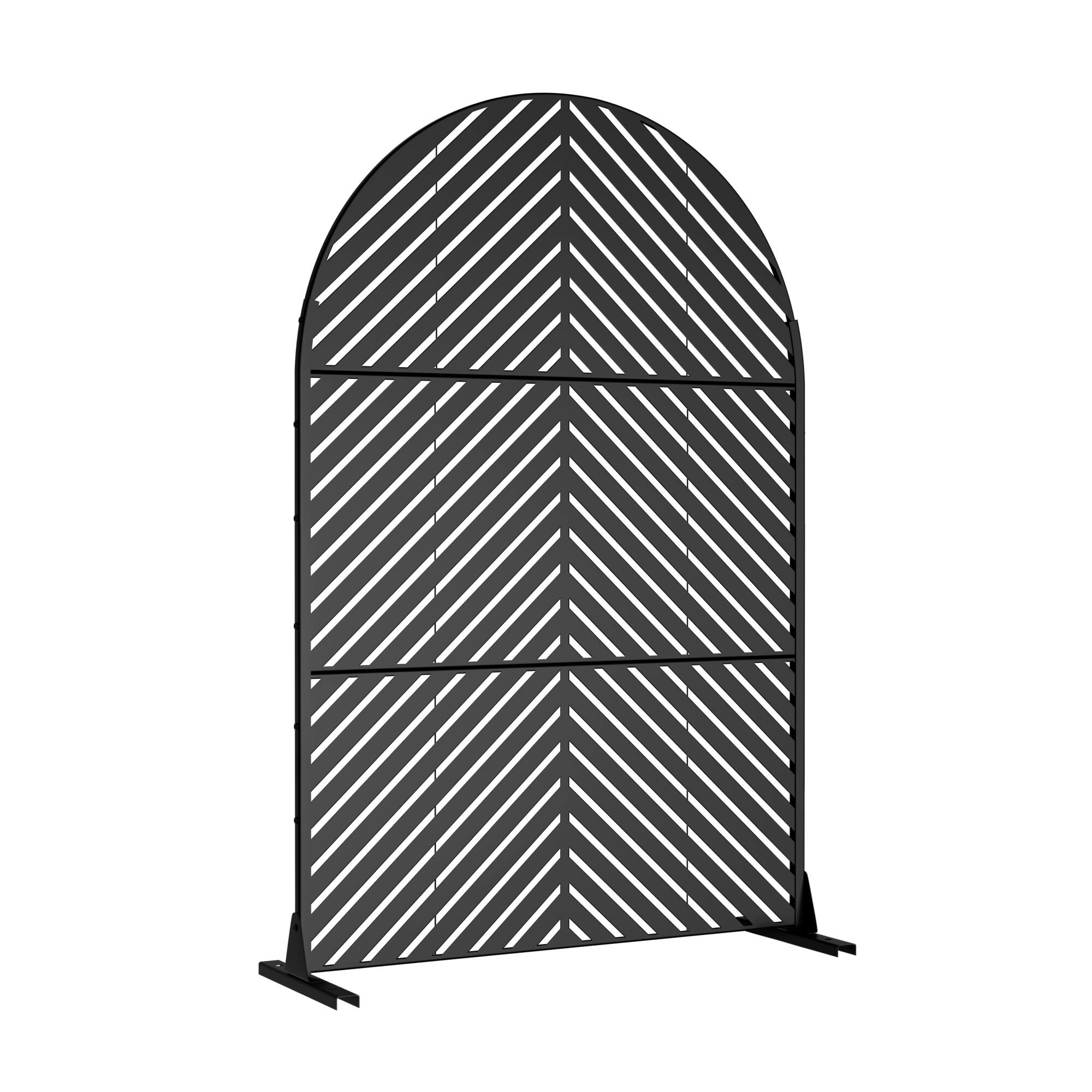 Angle. PexFix - 72 in. x 47 in. Parallel Pattern Metal Outdoor Privacy Screen & Panels, Freestanding Garden Divider Fence - Black.