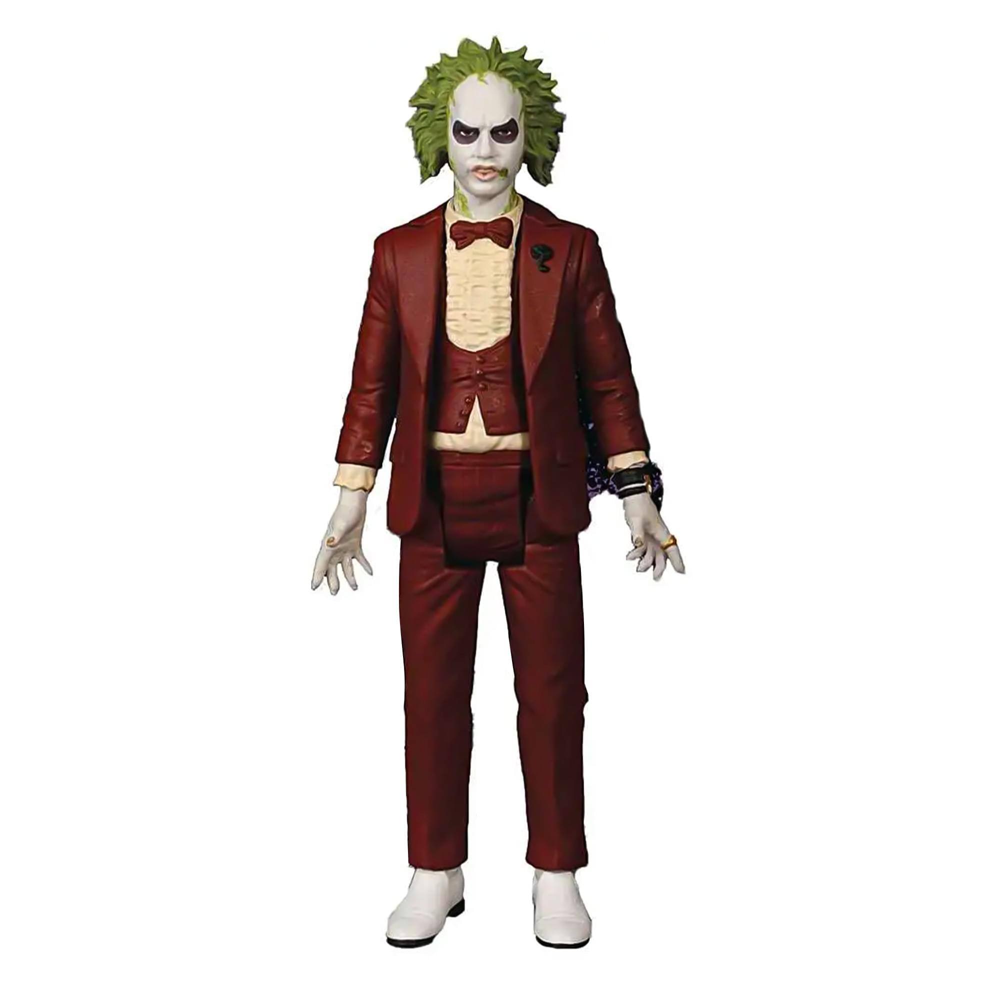 Front. Mezco Toyz - Beetlejuice 5 Points Action Figure | Red Tux - Red.