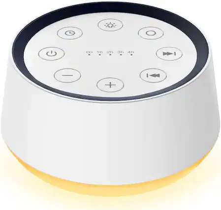 Front. FINEAK - Sound Machine with 30 Soothing Sounds 12 Colors Night Light White Noise Machine for Adults Baby Kids - White.