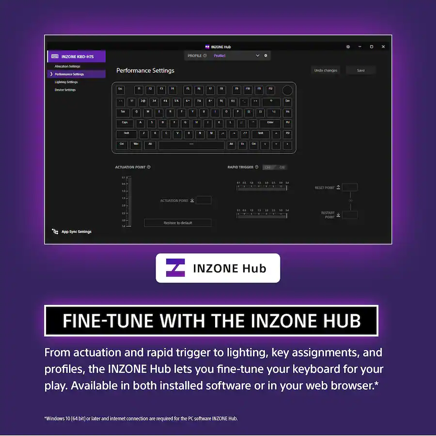 Sony INZONE KBD H75 75% Wired Aluminum Chassis Gaming Keyboard with ...