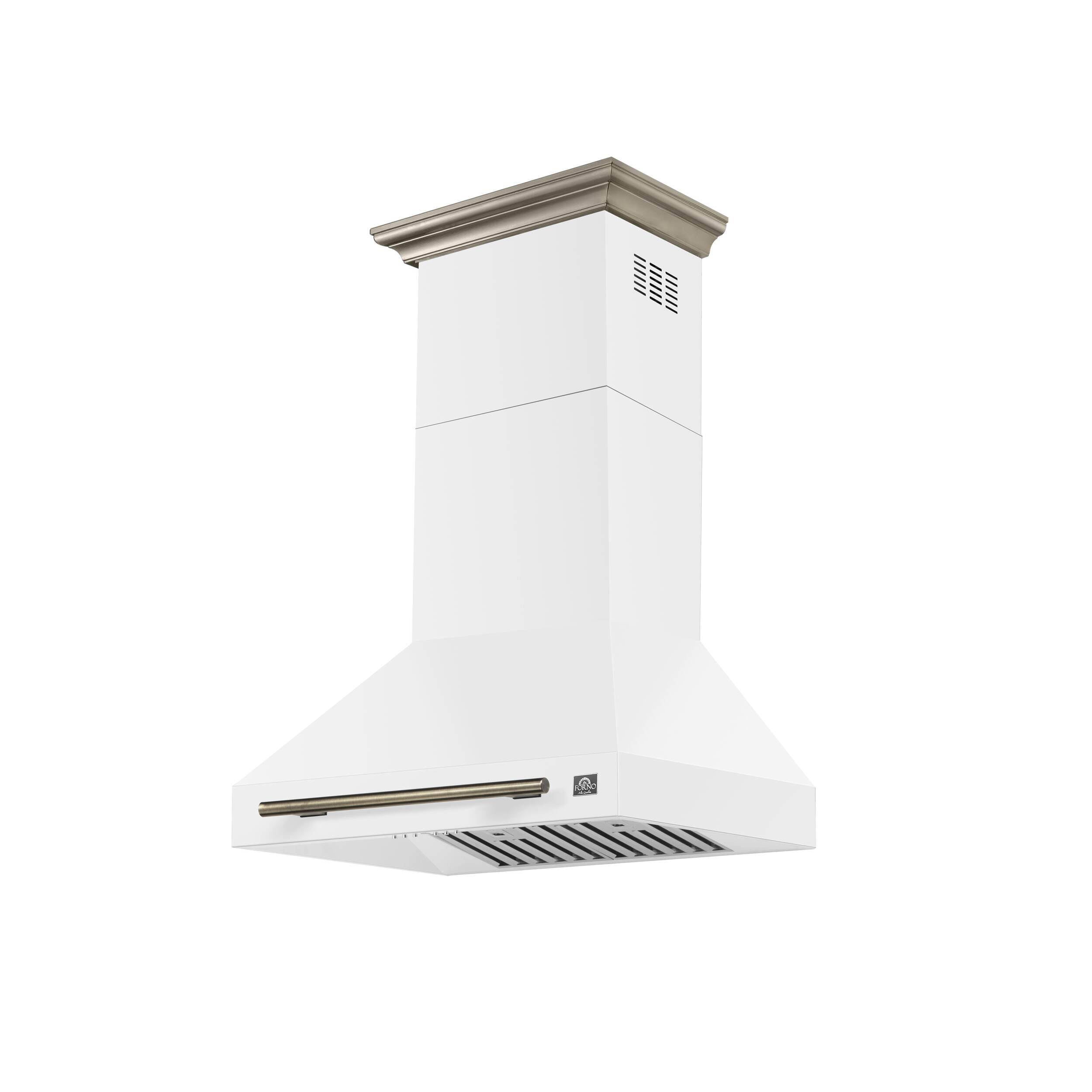 Angle. Forno Appliances - Aria 30 in. Convertible Wall-Mounted Range Hood - White.
