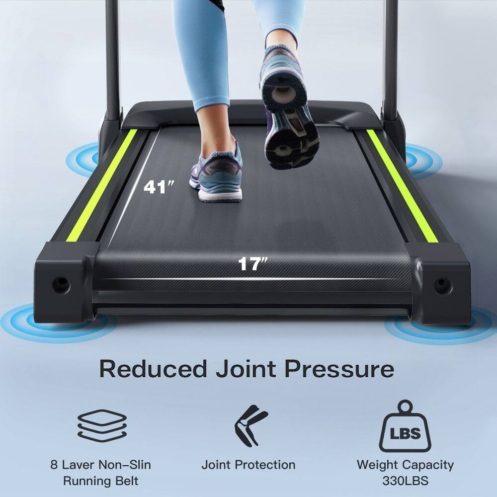 41" 17" Reduced Joint Pressure  
8 Layer Non-Slin Running Belt  
Joint Protection  
Weight Capacity 330LBS
