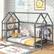 Angle. Costway - Twin Size House Bed Montessori Floor Bed with Detachable Storage Shelves - Gray.