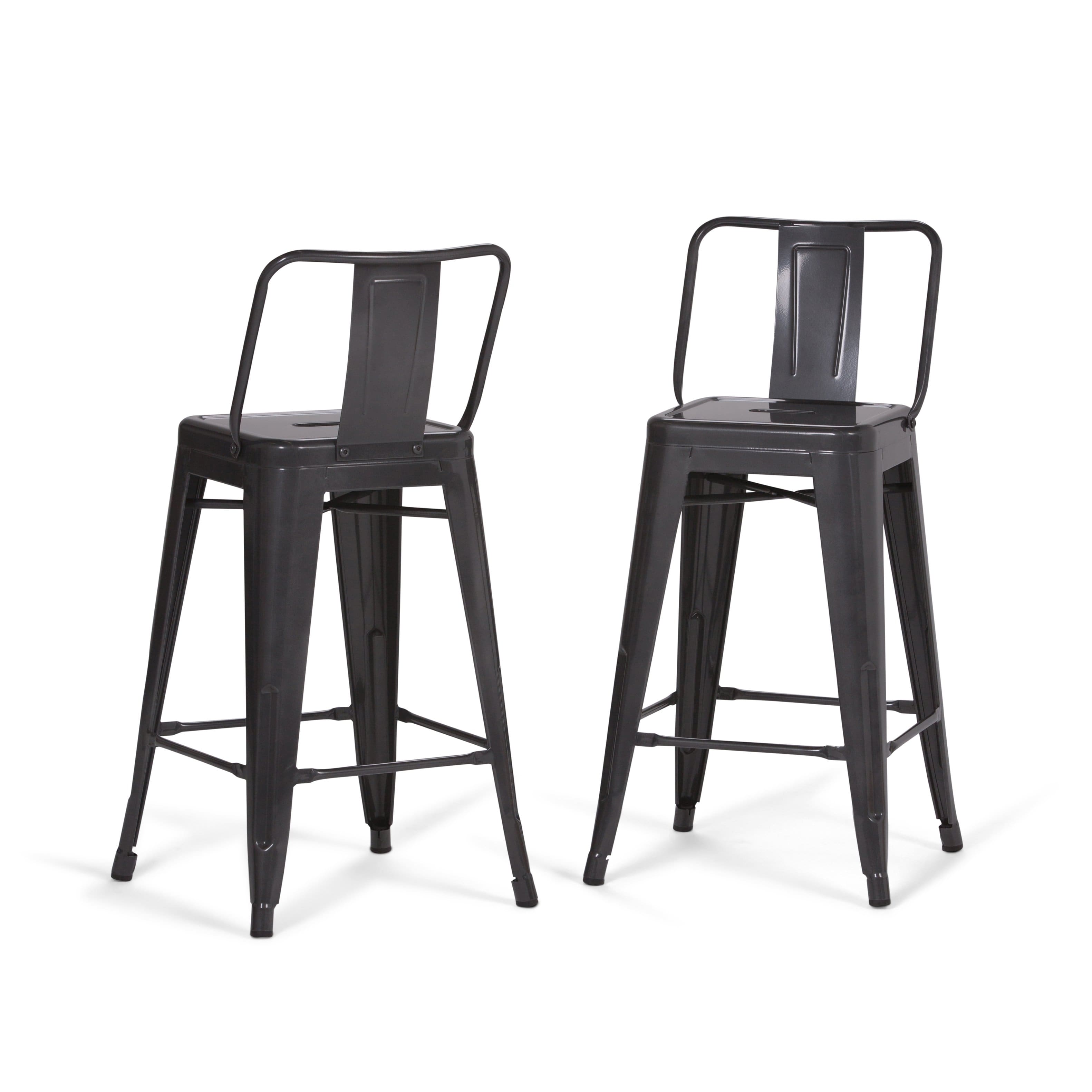 Front. Simpli Home - Rayne Metal Counter Height Stool (Set of 2) - Grey.
