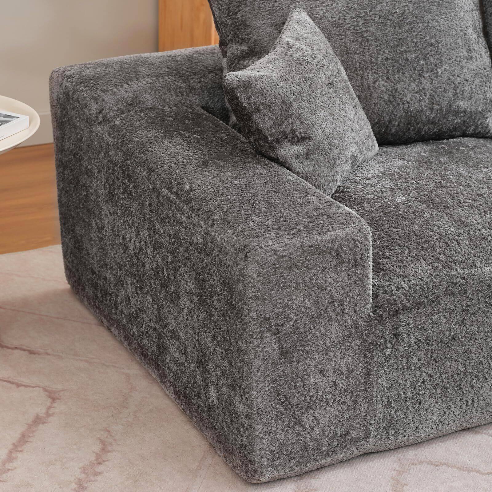 Alt View 4. Jojoka - 110'' Oversiz8ed Modular L-Shape Sectional Couch, Couches for Living Room - Grey.