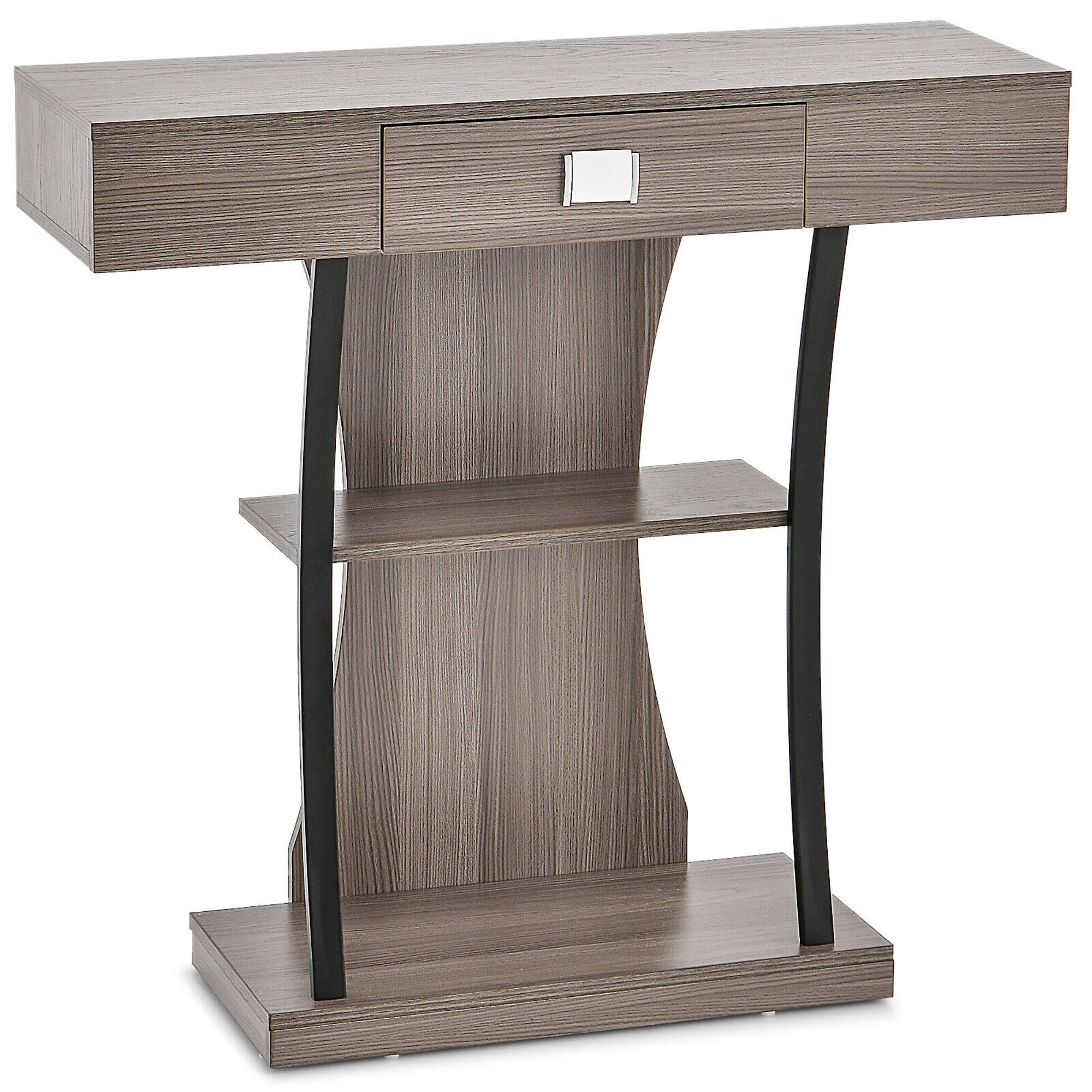 Alt View 9. Gymax - Gymax Console Sofa Table w/ Drawer & Shelves for Entryway Living Room Grey - Grey.