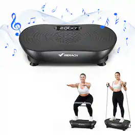 MERACH - Vibration Plate for Lymphatic Drainage Weight Loss Muscle Activation LED Touch Screen Bluetooth Plate Vibration - Black