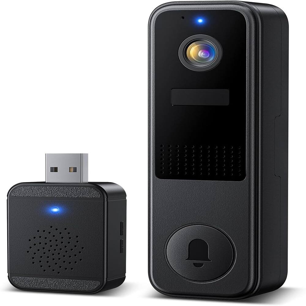 Front. Schertz - Vicohome compatible, the DB4 2K battery-operated video doorbell features a smart - Black.