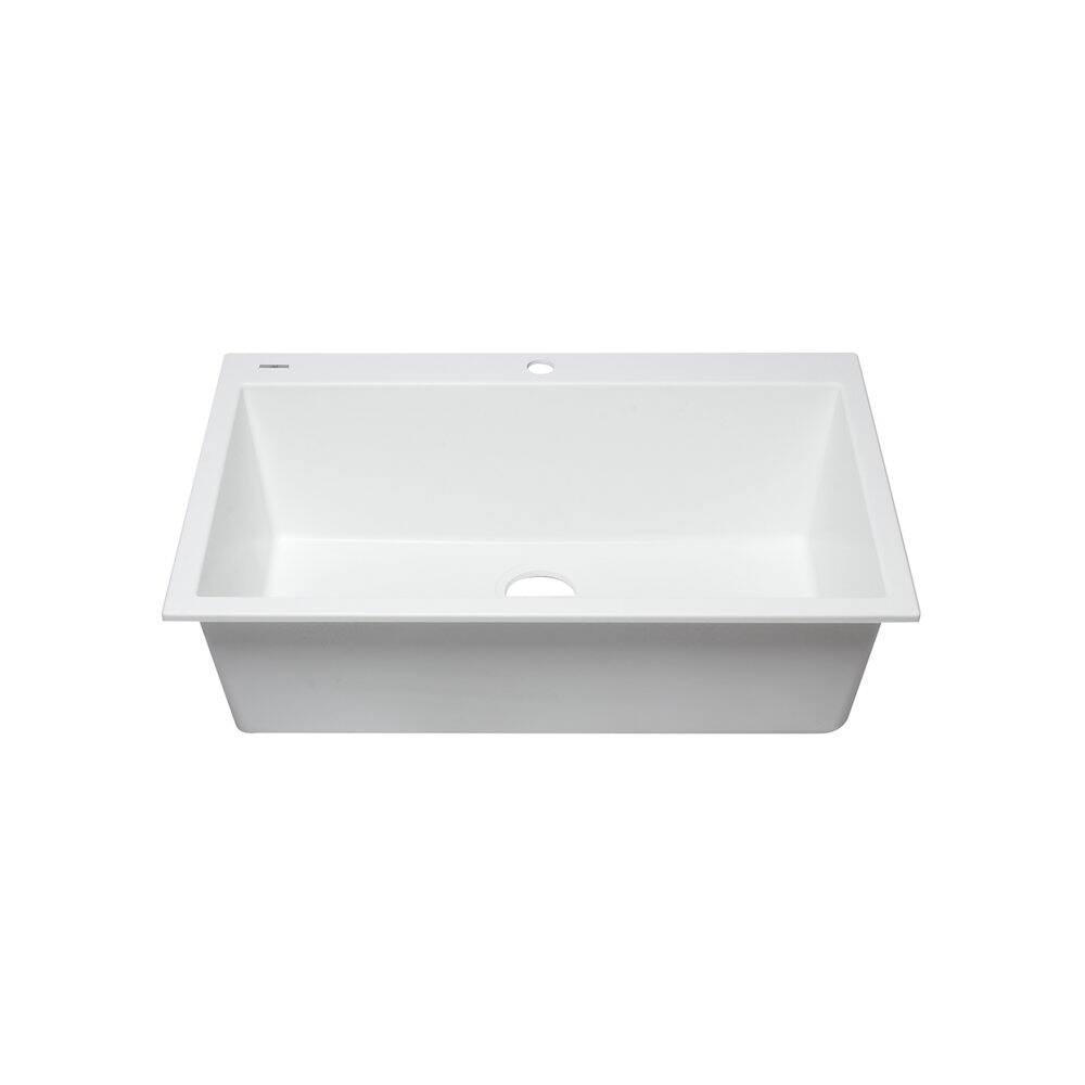 Alt View 4. Alfi - ALFI brand White 33 Single Bowl Drop In Granite Composite Kitchen Sink - White.