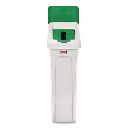 Front. RubberMaid - Slim Jim Recycling Station Kit, 1-Stream Paper, 23 gal, Plastic, Green/Gray.