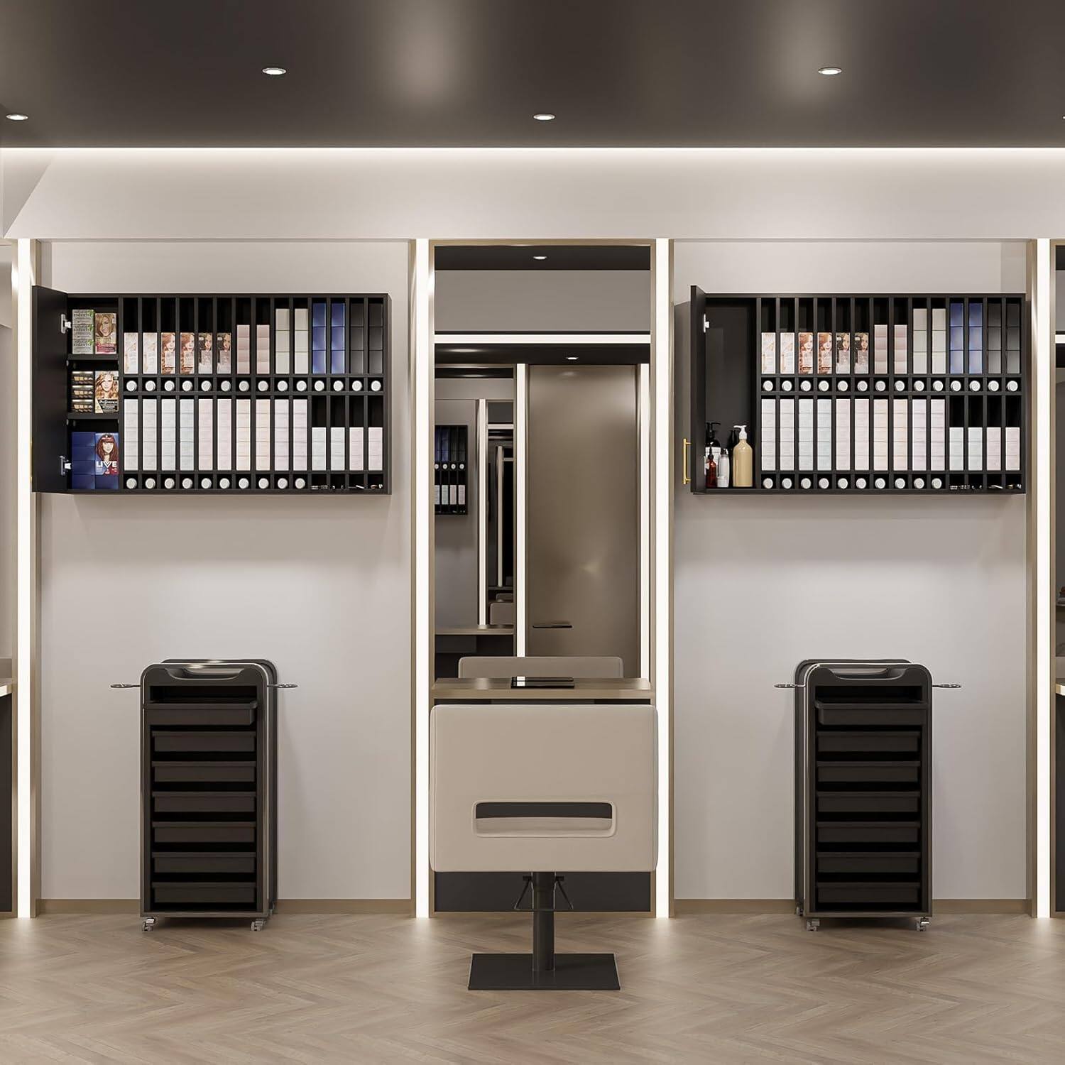 Alt View 5. Winado - Professional Hair Color Organizer Rack Salon Hair Color Tube Storage Cabinet with Adjustable Shelves for Makeup Barber - Black.