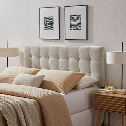 Front. Modway - Lily Upholstered Fabric Headboard by Modway - Dove.