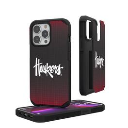 Keyscaper - NCAA - Nebraska Huskers Linen Logo iPhone Rugged Case - 13 - Black
