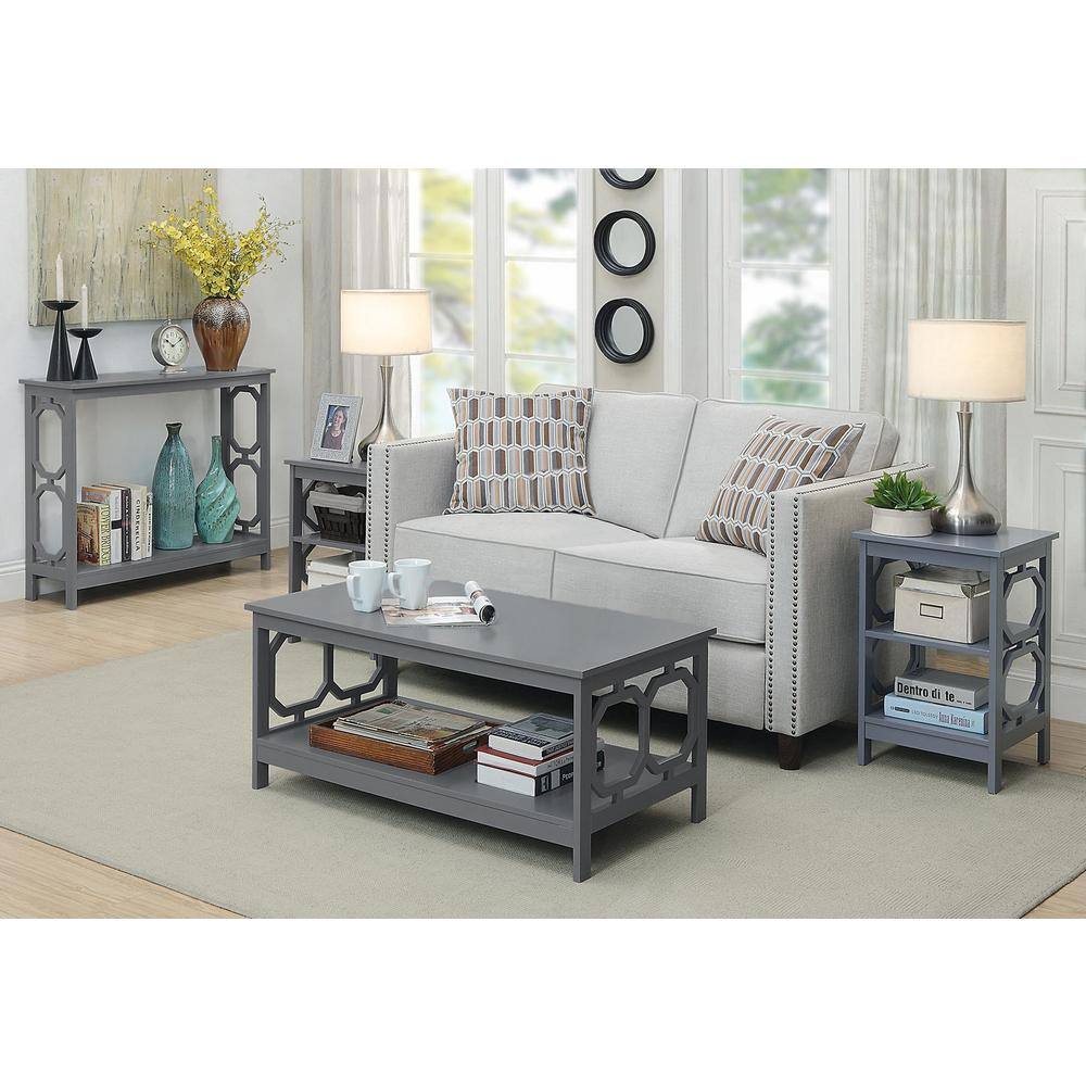 Left. Convenience Concepts - Omega Coffee Table with Shelf - Gray#Grey.