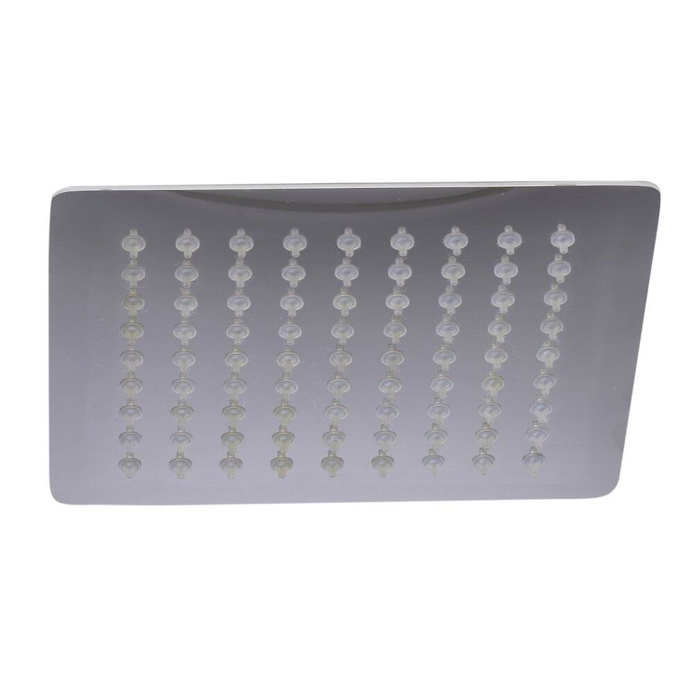 Angle. Alfi - Solid Polished Stainless Steel 8" Square Ultra Thin Rain Shower Head - Silver.