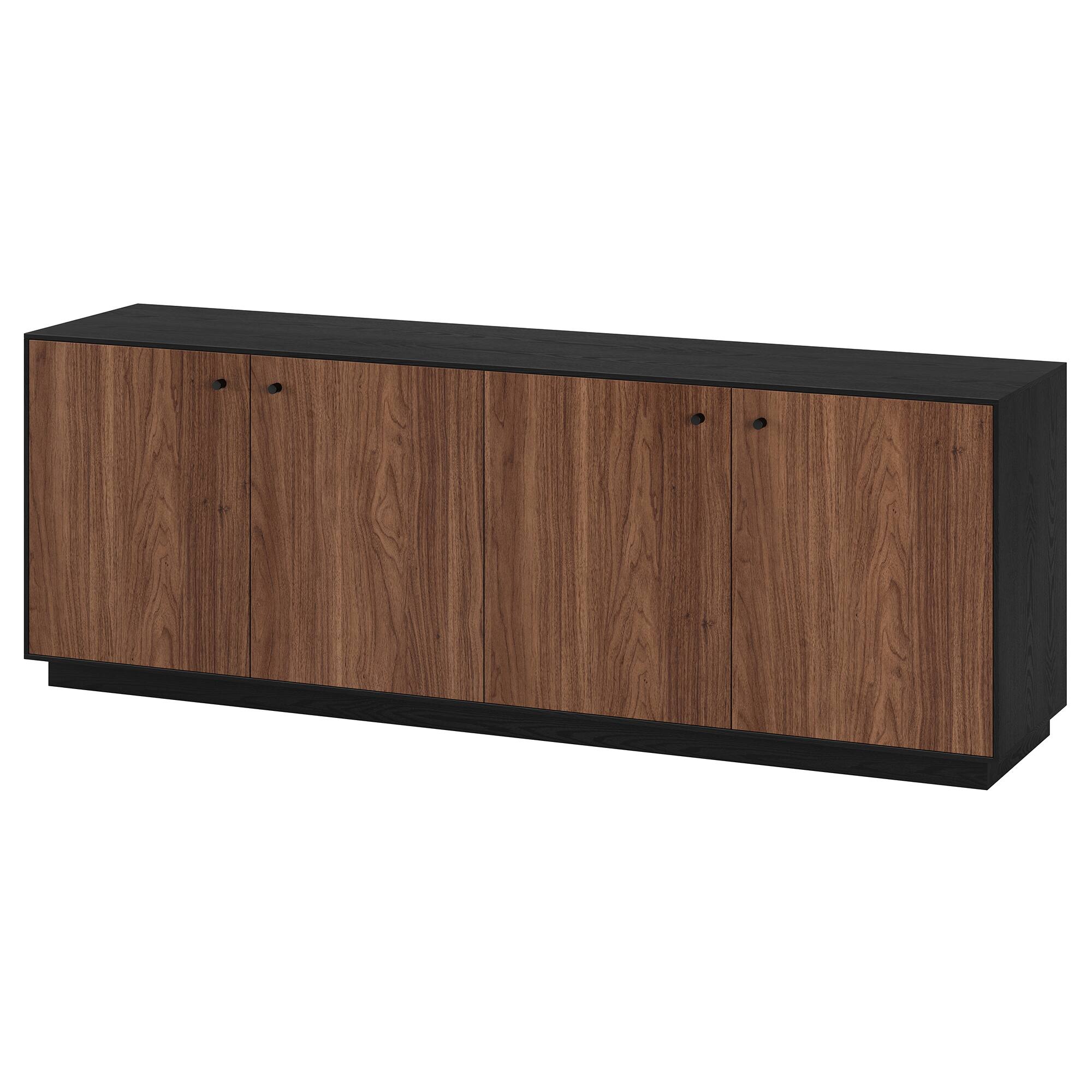 Left. Hudson&Canal - Lillian Rectangular TV Stand for TV's up to 75" in Black Grain/Satin Walnut - Black Grain/Satin Walnut.