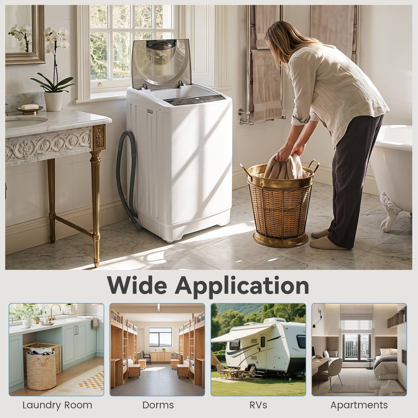 Wide Application

Laundry Room  
Dorms  
RVs  
Apartments