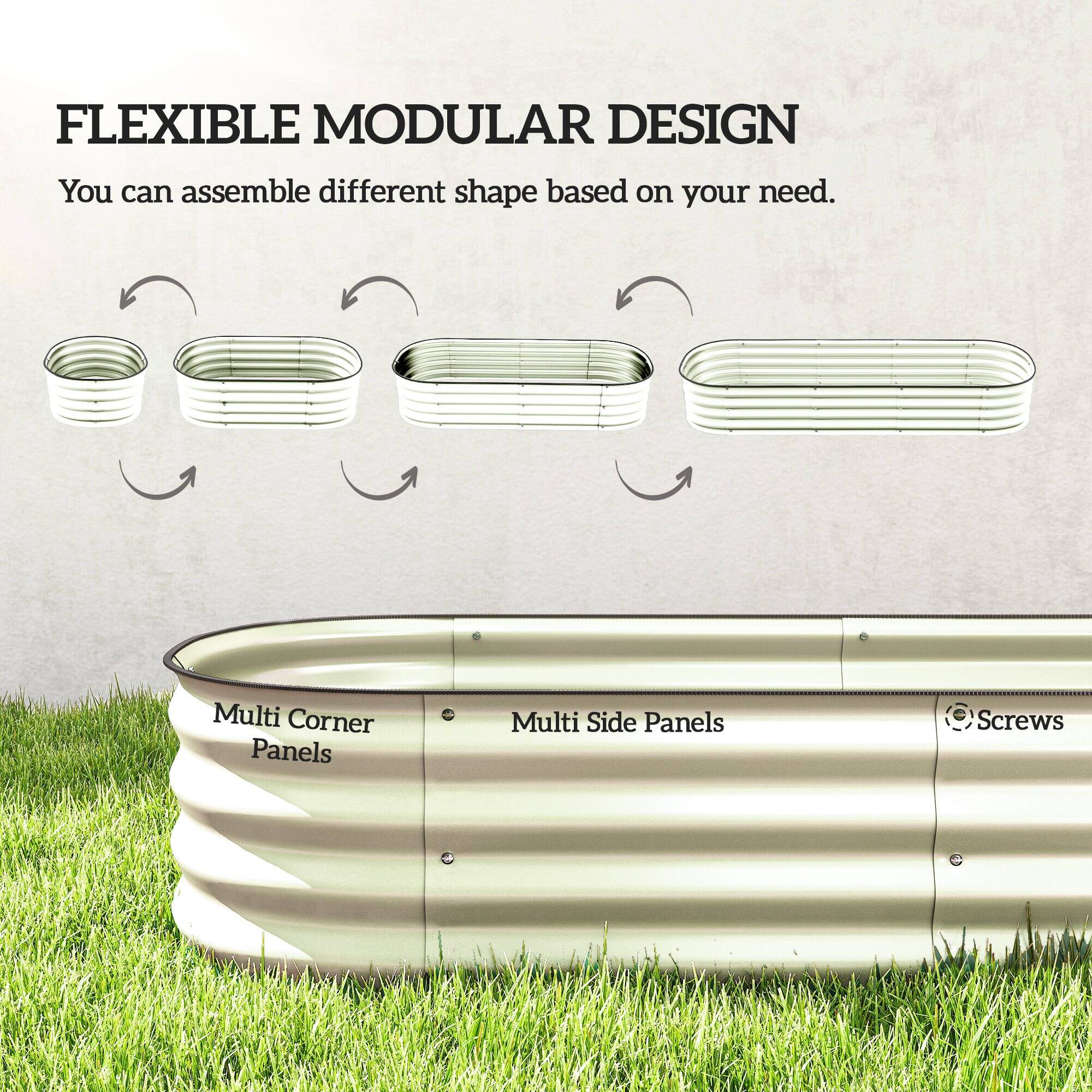FLEXIBLE MODULAR DESIGN  
You can assemble different shapes based on your need.  

Multi Corner Panels  
Multi Side Panels  
Screws