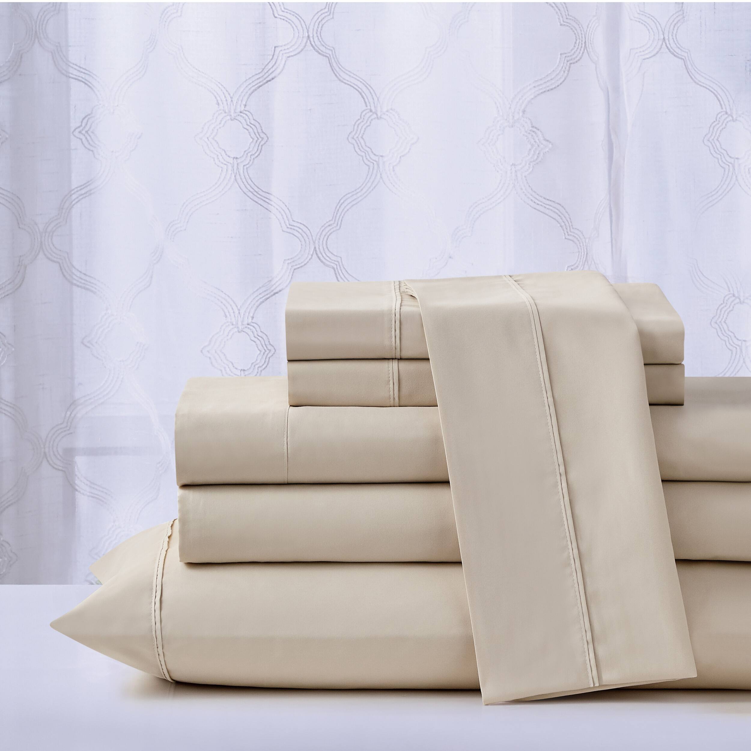 Left. Kathy Ireland - Kathy Ireland Cool Max 6 Piece Ultra Soft Sheet Set - Sand.