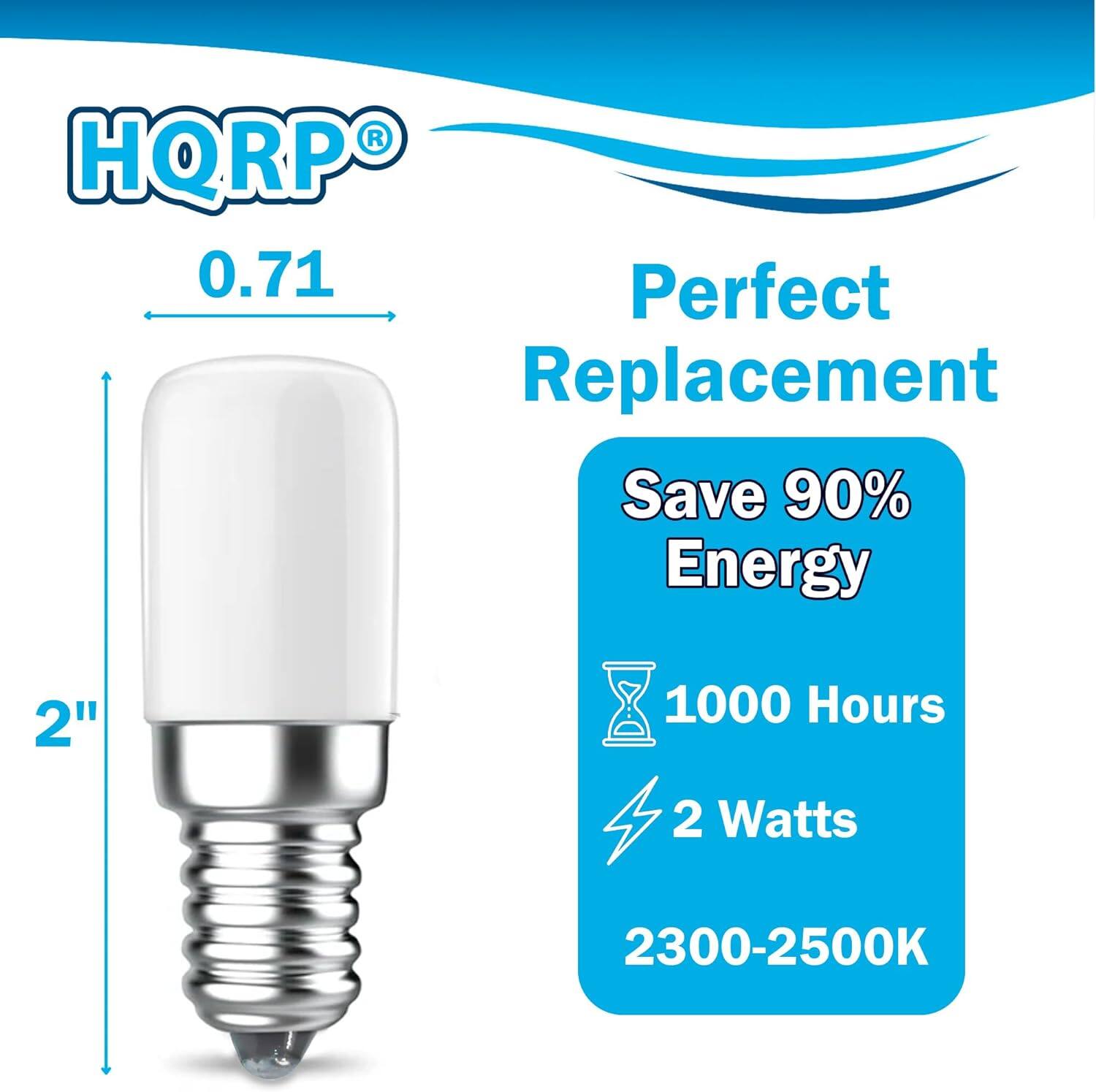 HQRP 0.71 Perfect Replacement Save 90% Energy 2" 1000 Hours 2 Watts 2300-2500K